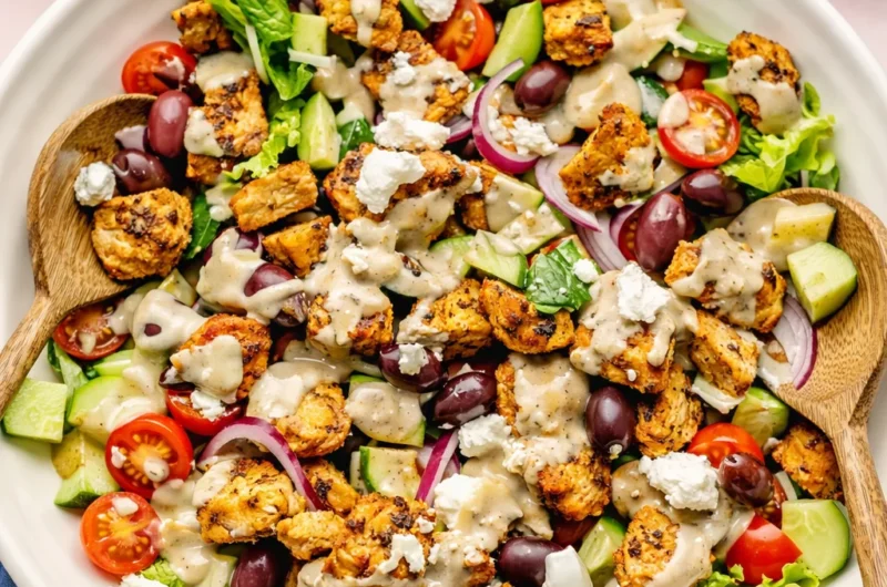 Greek Chicken Salad with Whipped Feta Dressing (High Protein & Meal Prep Ready)